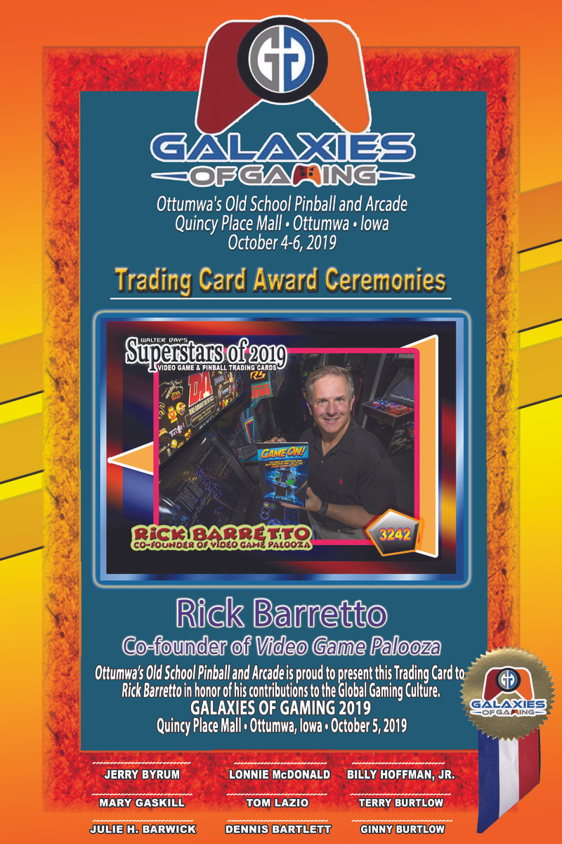 Galaxies award display recognizing Rick Barretto